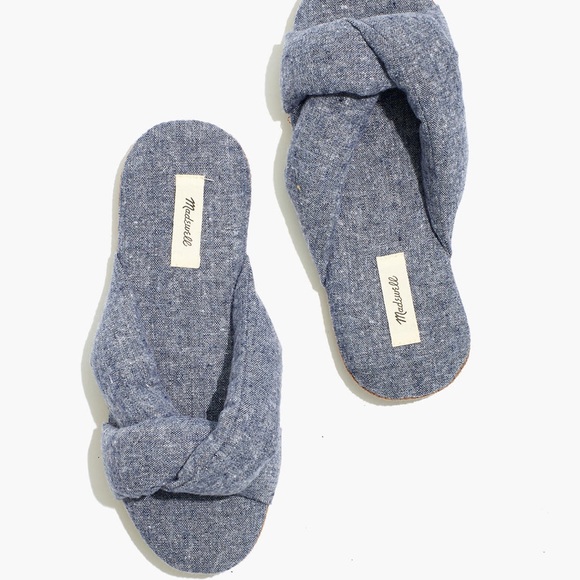 Madewell Shoes - Madewell Chambray Crisscross Scuff Slippers Blue Size 8.5